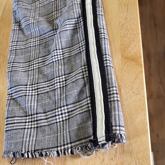 NSF 100% Cotton Plaid Pants Distressed Hem Side Stripe Size 30 Waist - Picture 3 of 15